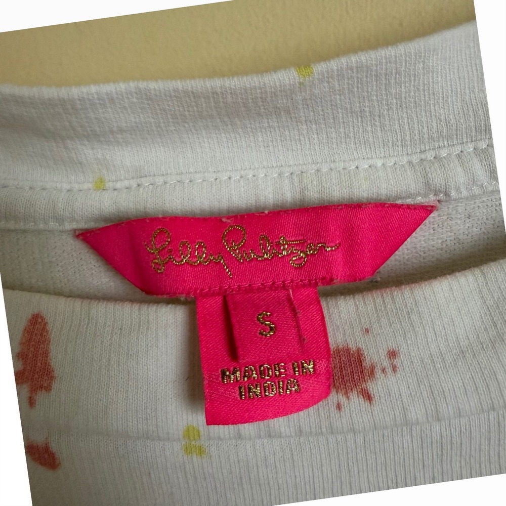 Lilly Pulitzer Small White Paint Splatter Palm Tree Sweatshirt Jogger 2 Pc Set - Picture 9 of 11
